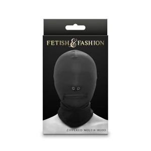 NS NOVELTIES - FETISH  FASHION ZAMKNIETY KAPTUR Z SUWAKIEM NA USTA NYLON CZARNY